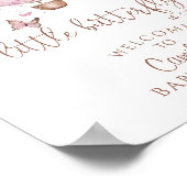 Roze Floral Butterflies Girl Baby shower Poster (Hoek)