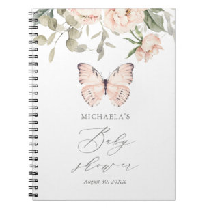 Roze Floral Butterfly Girl Baby shower Guestbook Notitieboek