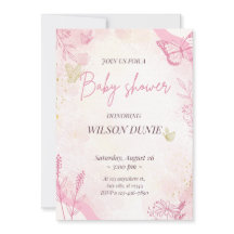 Roze Floral Butterfly Girl Baby shower