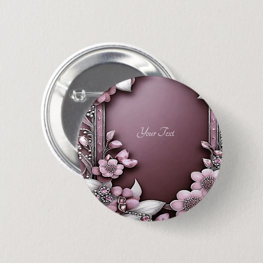 Roze Floral Button (Voorkant /achterkant)