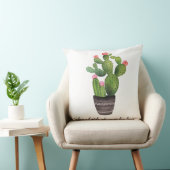Roze Floral Cactus Kussen (Stoel)