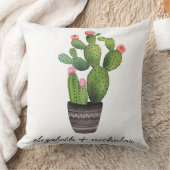 Roze Floral Cactus Kussen (Deken)
