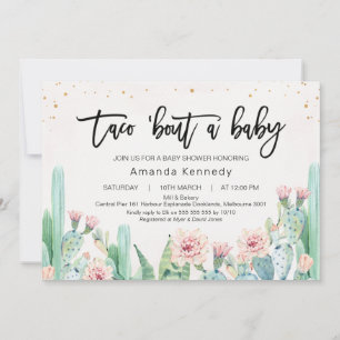 Roze Floral Cactus Taco Bout A Baby Baby shower Kaart