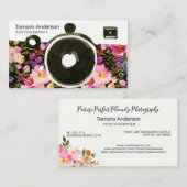 Roze Floral Camera Fotograaf Professional Visitekaartje (Voorkant / Achterkant)