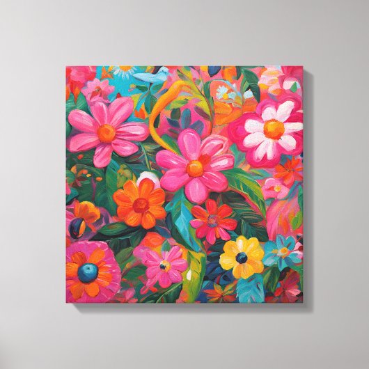 Roze Floral Canvas Afdruk (Voorkant)