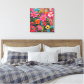 Roze Floral Canvas Afdruk (Insitu (Slaapkamer))
