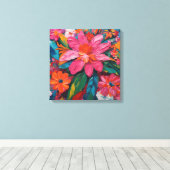 Roze Floral Canvas Afdruk (Insitu (Houten vloer))