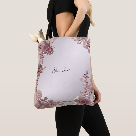 Roze  Floral Canvas tas (Dichtbij)