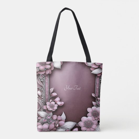 Roze Floral Canvas tas (Achterkant)