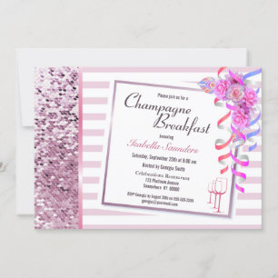 Roze Floral Champagne Breakfast Vrijgezellenfeest Kaart