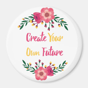 Roze Floral Creëer Uw eigen toekomstig Inspireren Magneet