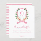 Roze Floral Crest Diaper Raffle (Voorkant / Achterkant)