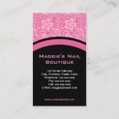 Roze Floral Damask Monogram Visitekaartje (Achterkant)