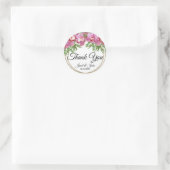 Roze Floral - Dank je Ronde Sticker (Tas)