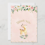 Roze Floral Deer Birthday Hartelijk dank Kaart (Achterkant)