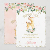 Roze Floral Deer Birthday Hartelijk dank Kaart (Voorkant / Achterkant)