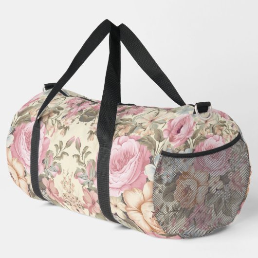 Roze Floral Duffle Bag Plunjezak (Rechterhoek)
