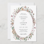 Roze Floral Elegant Botanical Wedding Kaart (Voorkant)