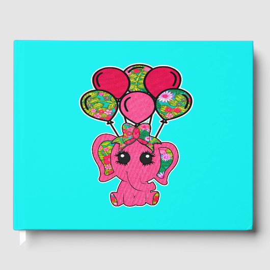 Roze Floral Elephant-ballonnen Gastenboek (Voorkant)