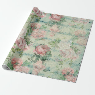 Roze Floral en Blauwgroen inkt Cadeaupapier