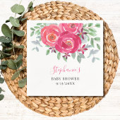 Roze Floral Eucalyptus Baby shower Servet