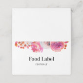 Roze Floral Food Label Buffet Kaart (Buitenkant ongevouwen)
