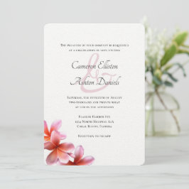 Roze Floral Frangipani White Wedding Kaart