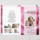 roze floral Funeral Program sjabloon (Voorkant / Achterkant)
