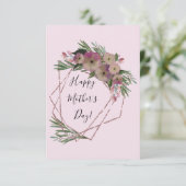 Roze Floral Geometric Moederdag Kaart (Staand voorkant)
