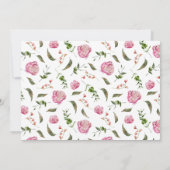 Roze Floral Girl Baby Foto geboorteaankondiging Aankondiging (Achterkant)