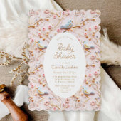 Roze Floral Girl Baby shower Kaart