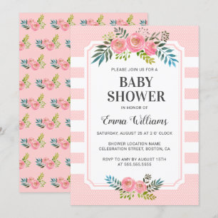 Roze Floral Girl Baby Shower-uitvindingen Kaart