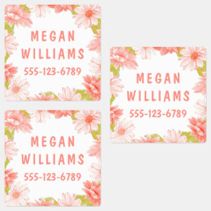 Roze Floral Girly Persoonlijke benaming Kleding Labels