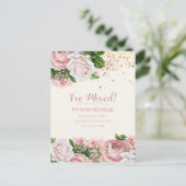 Roze Floral Glitter Briefkaart (Staand voorkant)