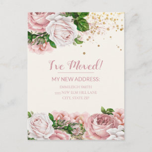 Roze  Floral Glitter Briefkaart