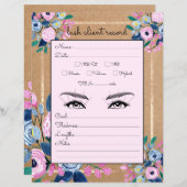 Roze Floral Gold Kraft Paper Lash Client Record (Voorkant / Achterkant)