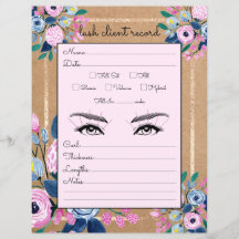 Roze Floral Gold Kraft Paper Lash Client Record