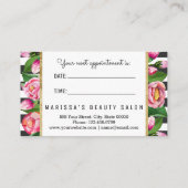 Roze Floral Gold Stripes Loyalty Appointment Card Afsprakenkaartje (Achterkant)