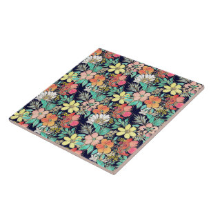 Roze Floral Golden Strokes Design Tegeltje