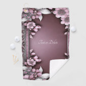 Roze Floral Golf Towel Golfhanddoek (Insitu)