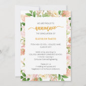 Roze Floral Greenery Script Girl Foto Afstuderen Aankondiging (Achterkant)
