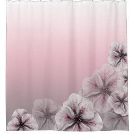 Roze Floral Grey Ombre Douchegordijn