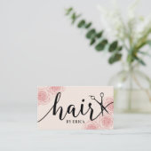  roze Floral Hair Salon Benoeming Afsprakenkaartje (Staand voorkant)