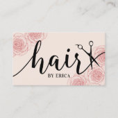  roze Floral Hair Salon Benoeming Afsprakenkaartje (Voorkant)