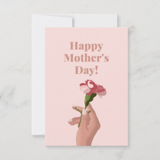 Roze Floral Happy Moederdag Bedankkaart (Voorkant)