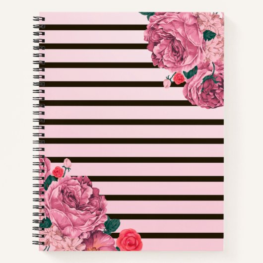 Roze Floral Hardcover Notitieboek (Voorkant)