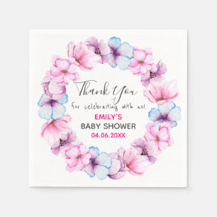  Roze Floral Hartelijk dank Baby shower Servet