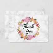  Roze Floral Hartelijk dank Bedankkaart (Voorkant / Achterkant)