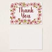 Roze Floral Hartelijk dank Visitekaartje (Voorkant /achterkant)
