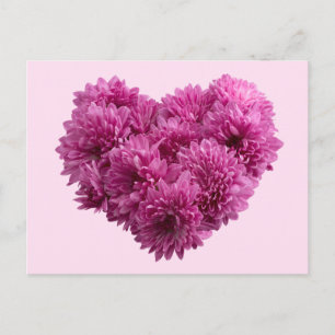 Roze Floral Heart Briefkaart